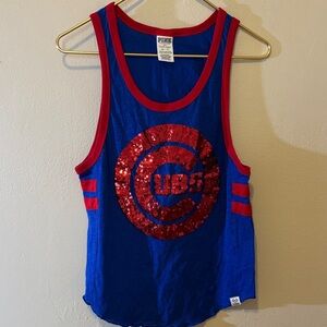 PINK Victoria's Secret Blue and Red Sequin Tank Top